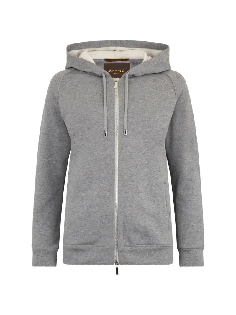 Moorer hoodie med dragkedja - Grå