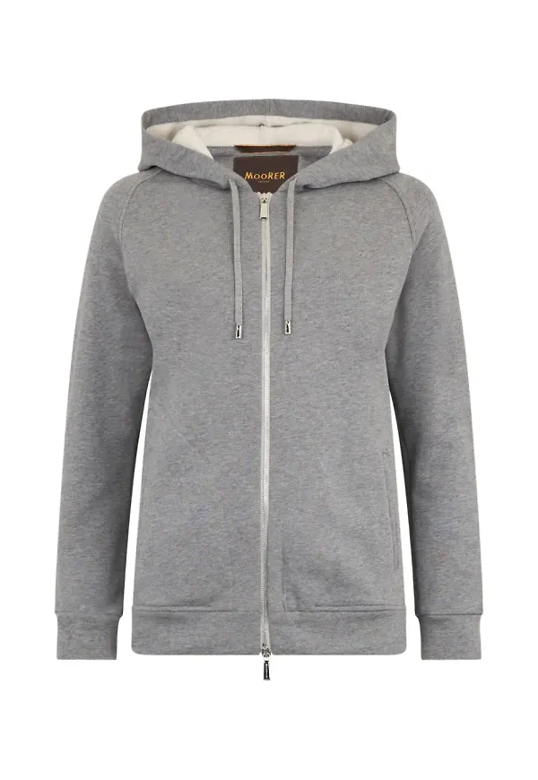 Moorer hoodie med dragkedja - Grå