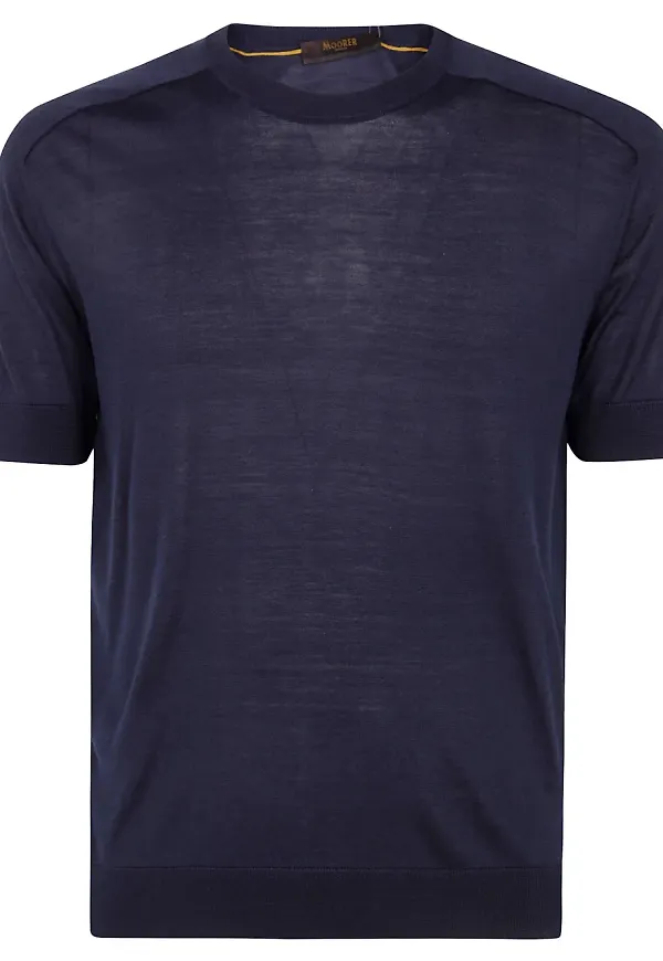 Moorer t-shirt i siden - Blå