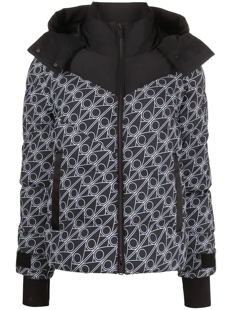 Moose Knuckles Green Point puffjacka med tryck - Svart
