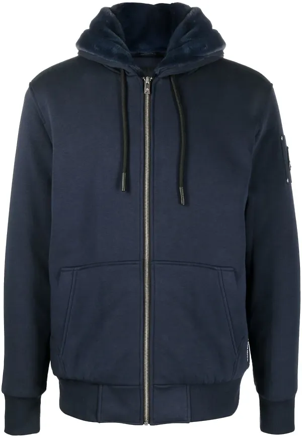Moose Knuckles hoodie med dragkedja - Blå
