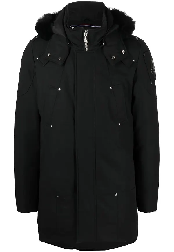 Moose Knuckles parkas med fårskinnskrage - Svart