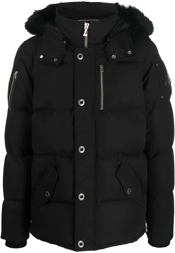 Moose Knuckles parkas med rävpälskant - Svart