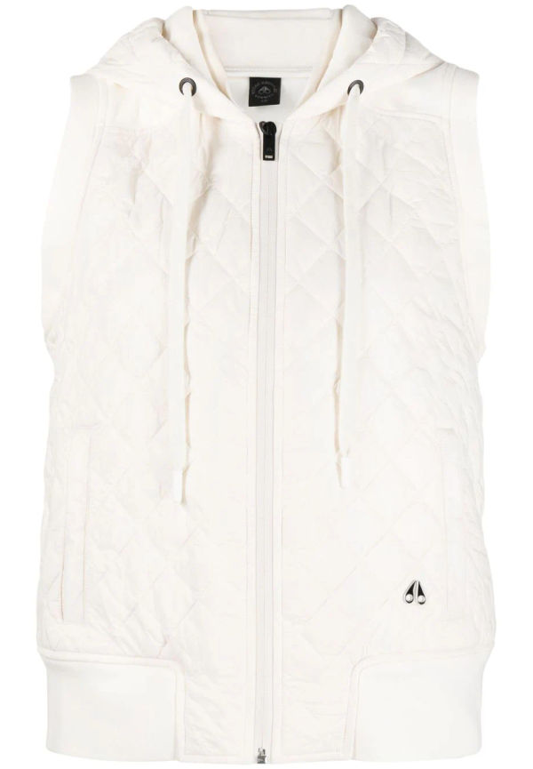 Moose Knuckles quiltad väst med huva - Neutral