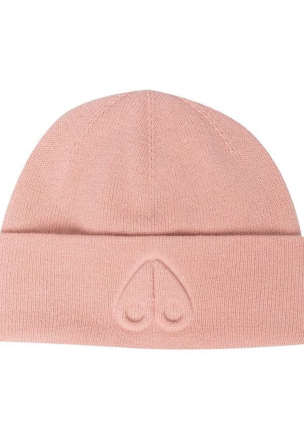 Moose Knuckles ribbstickad mössa med broderad logotyp - Rosa