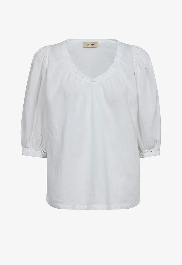 MOS MOSH - Blus mmTaissa Linen Blouse - Vit