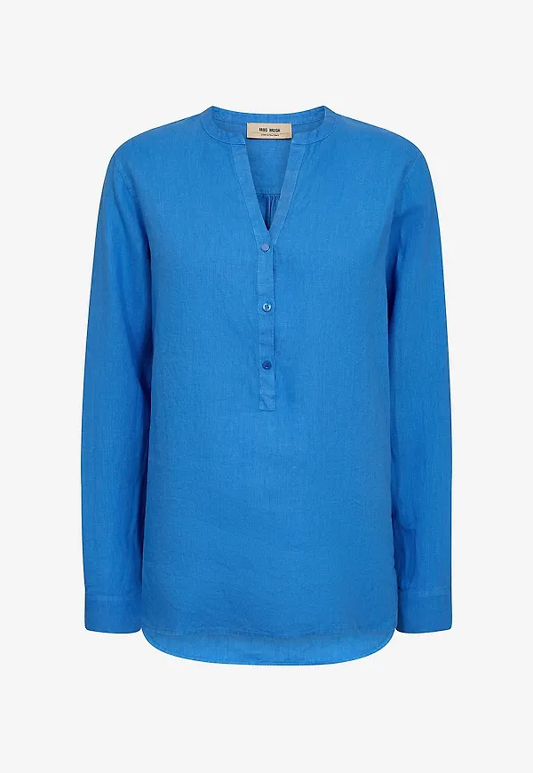 MOS MOSH - Linneblus mmDanna Linen Blouse - Blå