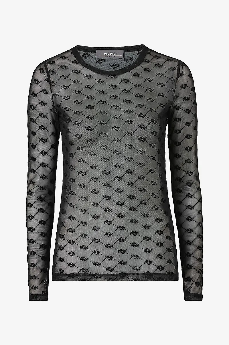MOS MOSH - Topp mmLoretta Velvet Mesh Blouse - Svart