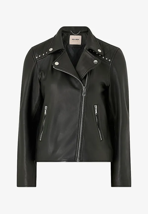 MOS MOSH - Bikerjacka mmGoha Stud Leather Jacket - Svart