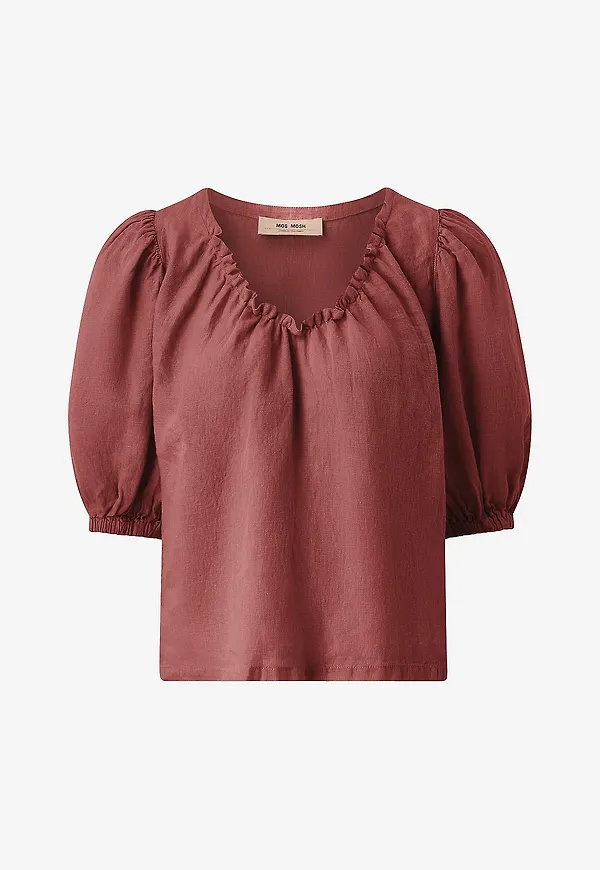 MOS MOSH - Blus mmTaissa Linen Blouse - Röd