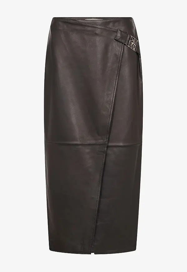 MOS MOSH - Pennkjol Mmvela Leather Skirt - Svart