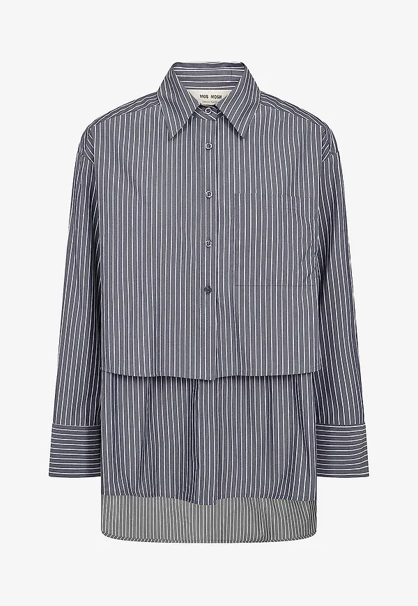 MOS MOSH - Skjorta MMBarb Stripe Shirt - Blå