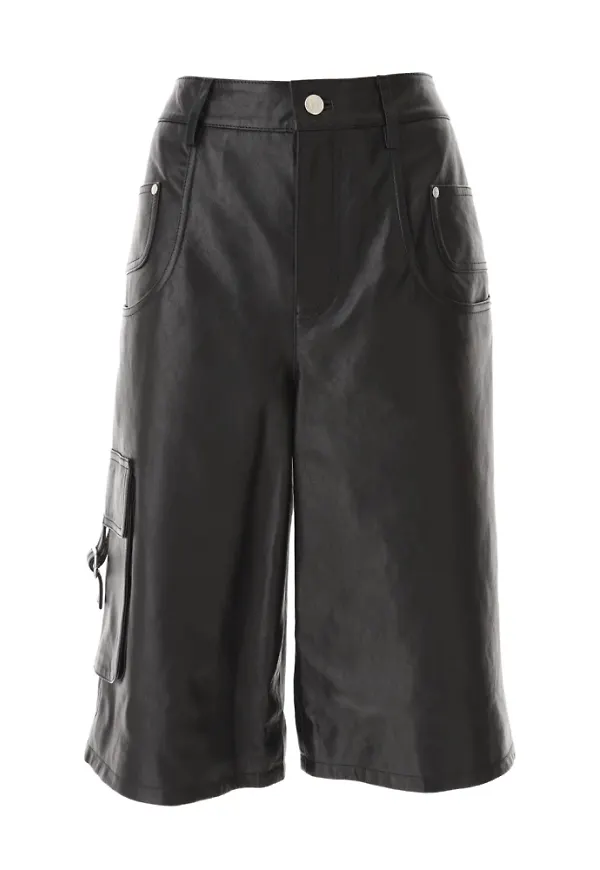 Moschino, Shorts, Dam, L, Läder, Cargo Läder Bermuda Byxor