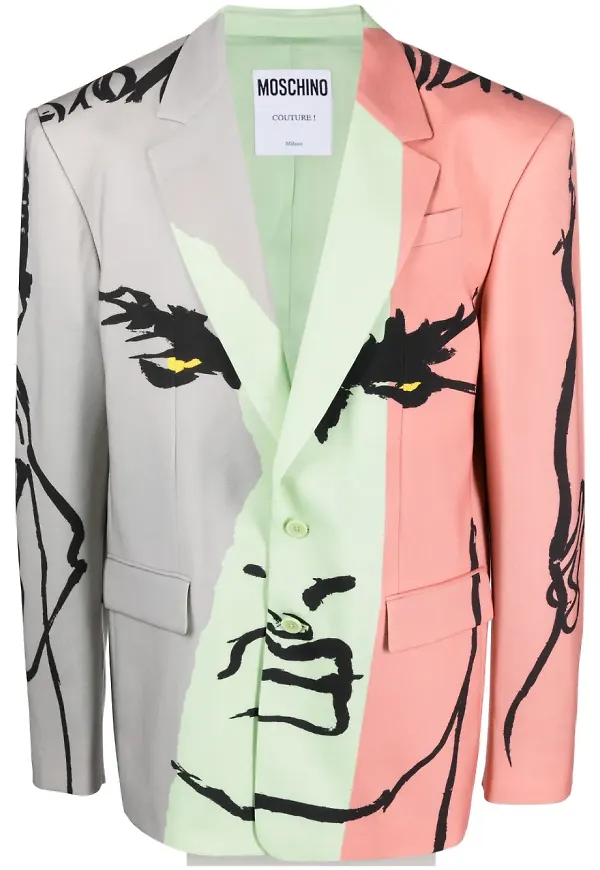 Moschino blazer med grafiskt tryck - Grå
