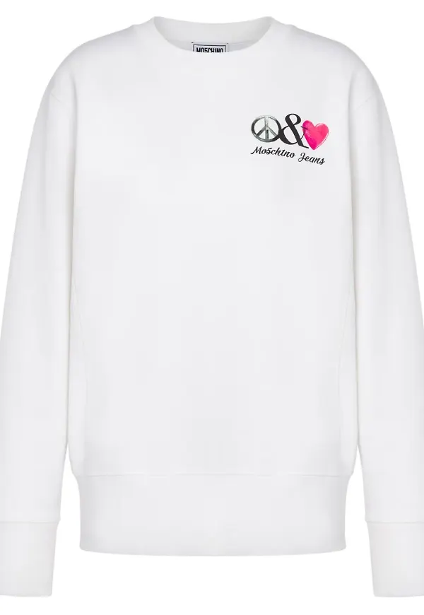 MOSCHINO JEANS hoodie med grafiskt tryck - Vit