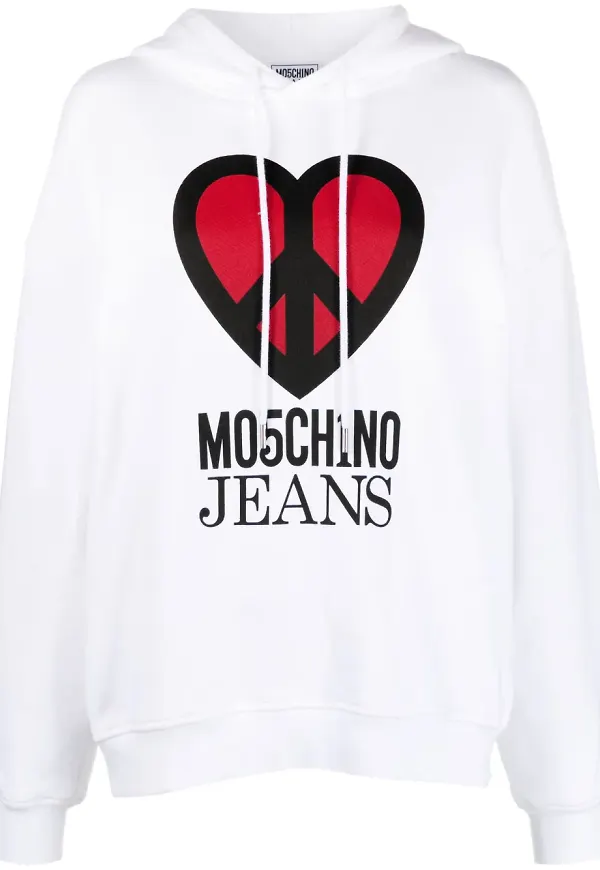 MOSCHINO JEANS hoodie med grafiskt tryck - Vit