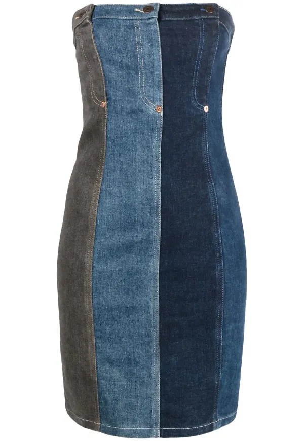 MOSCHINO JEANS jeanskjol med lagerdesign - Blå