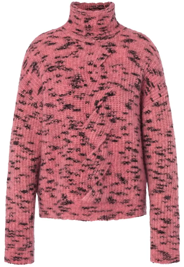 MOSCHINO JEANS kabelstickad tröja med rullkrage - Rosa