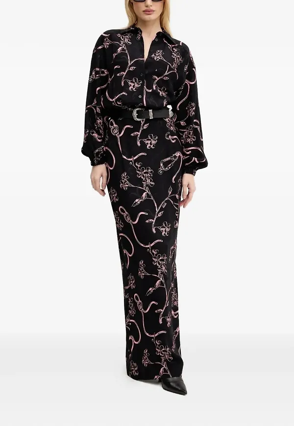 MOSCHINO JEANS lång blommig vardagsklänning - Svart