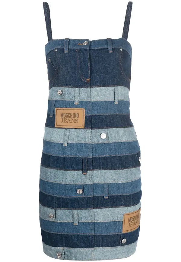 MOSCHINO JEANS miniklänning med lappdesign - Blå