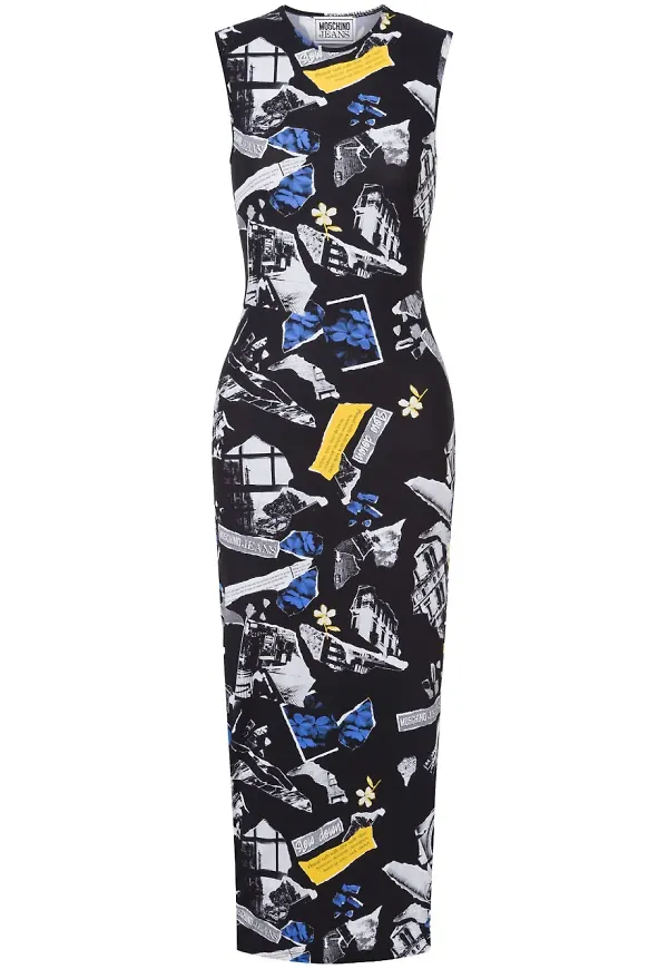 MOSCHINO JEANS mönstrad midiklänning - Svart