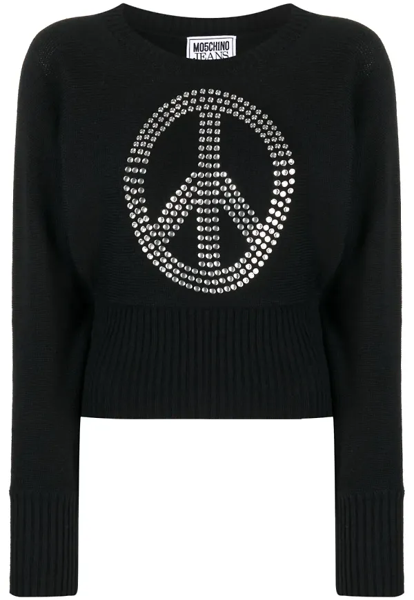 MOSCHINO JEANS Peace tröja med nitar - Svart