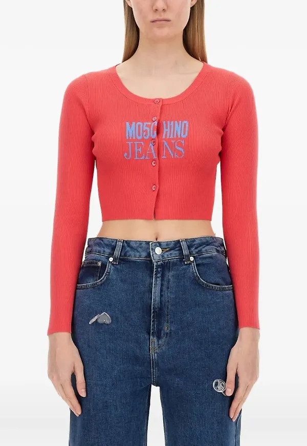 MOSCHINO JEANS ribbstickat med knäppning - Röd