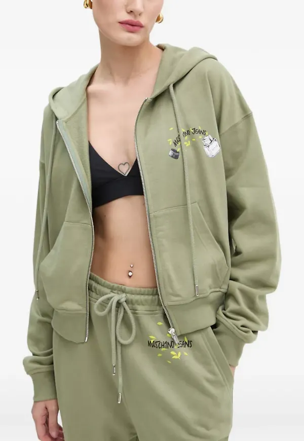 MOSCHINO JEANS sweatshirt med dragkedja - Grön