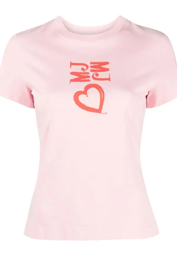 MOSCHINO JEANS t-shirt med hjärttryck - Rosa