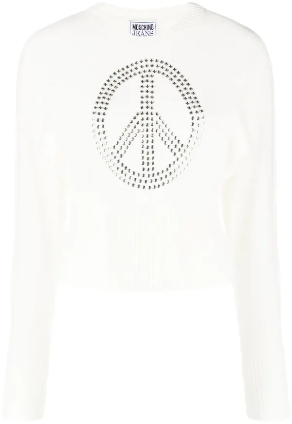 MOSCHINO JEANS tröja med nitar - Vit