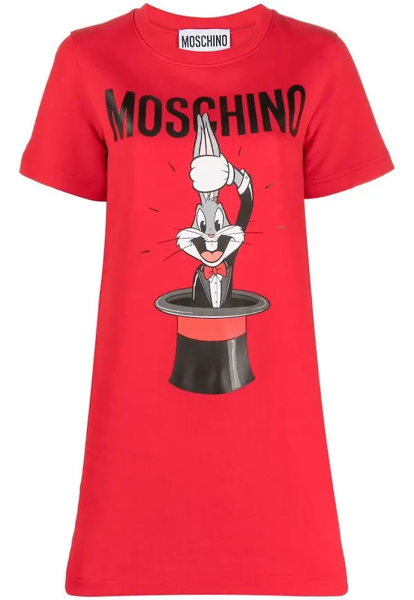 Moschino klänning med tryck - Röd