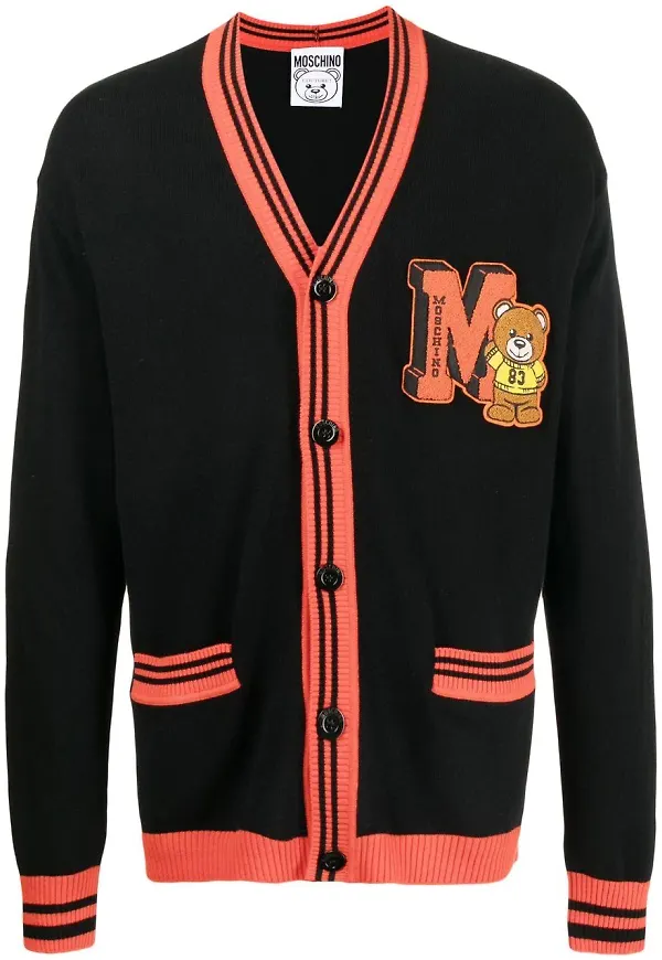 Moschino kofta med broderad björn - Svart