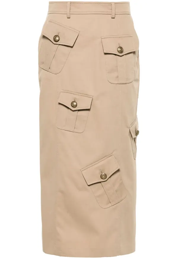Moschino midikjol i cargomodell - Brun