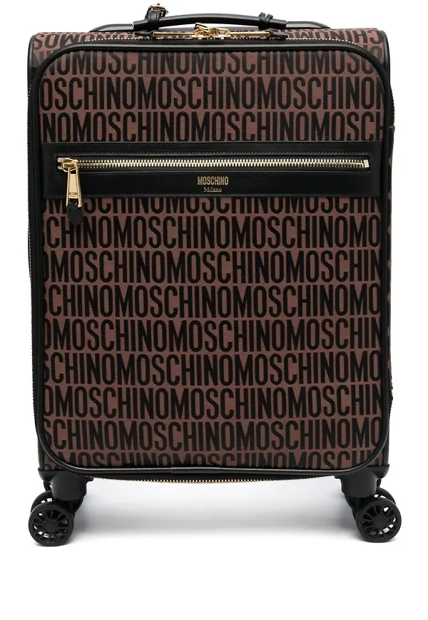 Moschino resväska med monogram - Brun