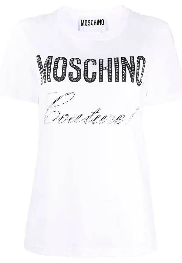 Moschino t-shirt med strass - Vit