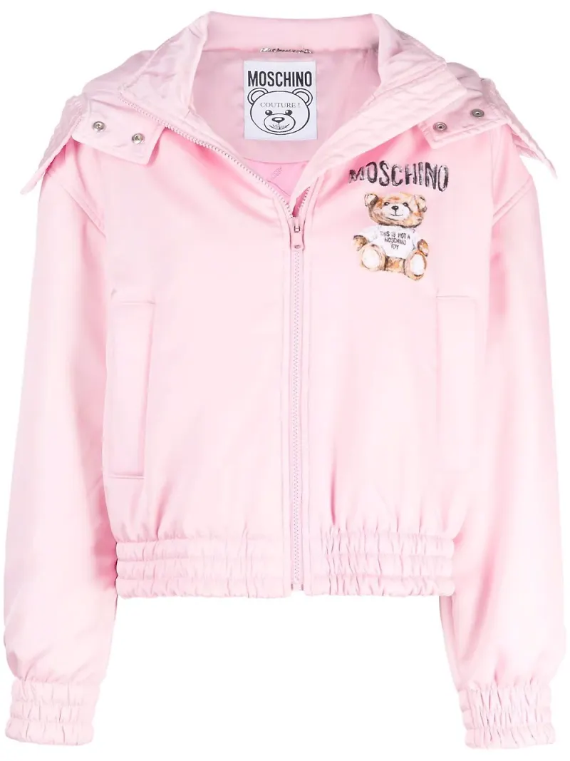 Moschino Teddy Bear huvjacka med tryck - Rosa