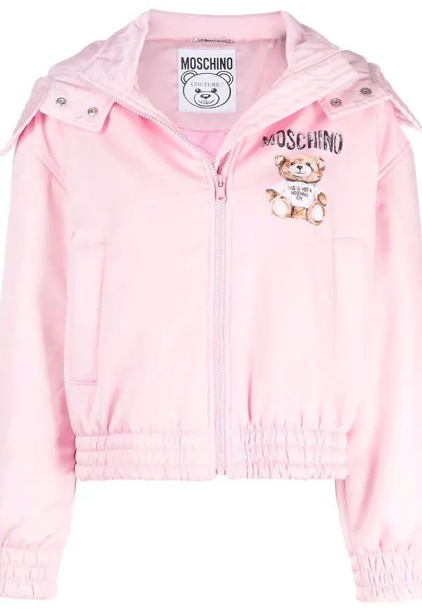 Moschino Teddy Bear huvjacka med tryck - Rosa
