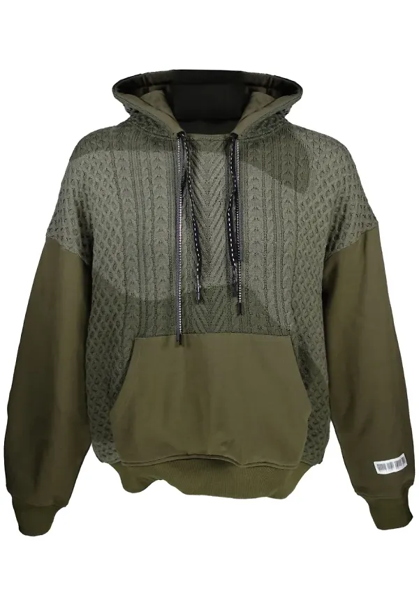 Mostly Heard Rarely Seen kabelstickad hoodie - Grön