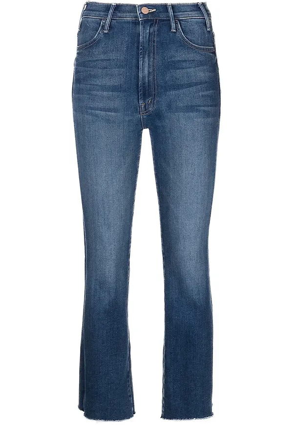 MOTHER Ankle Fray croppade jeans - Blå