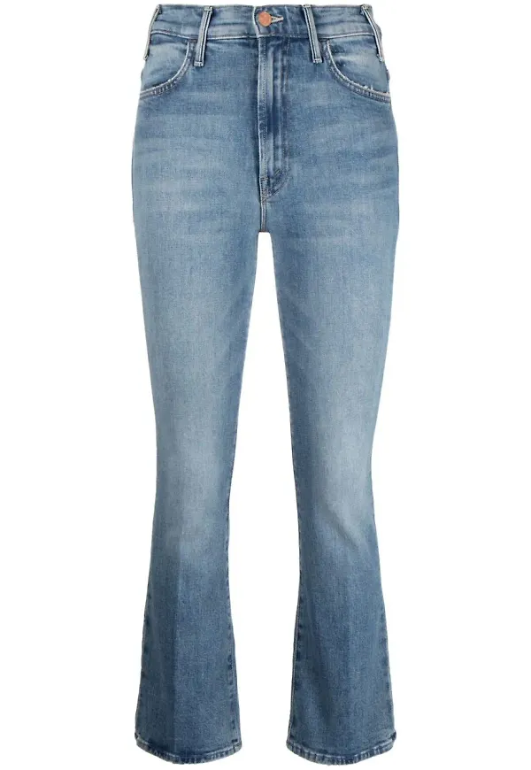 MOTHER croppade jeans med hög midja - Blå