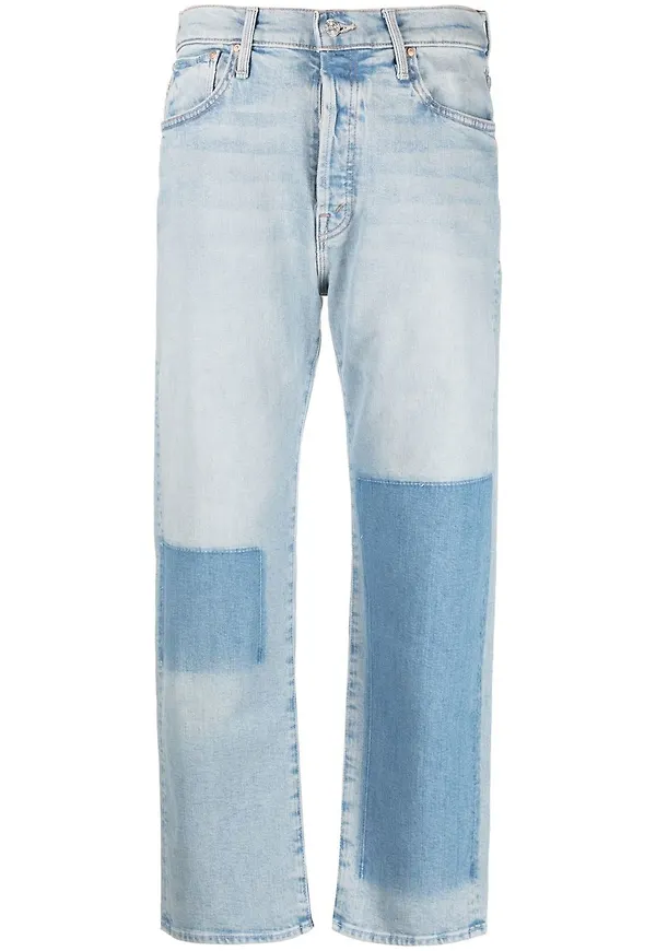 MOTHER croppade jeans med panel - Blå