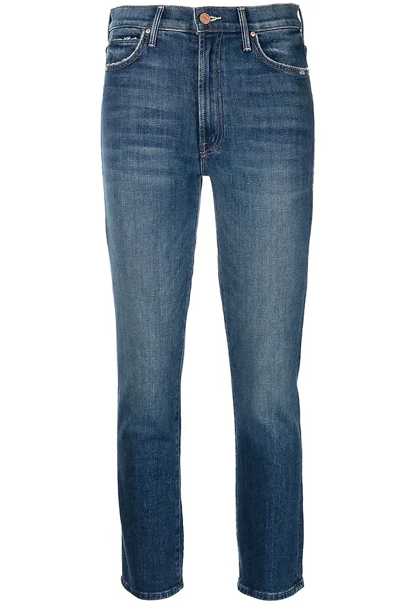 MOTHER croppade skinny-jeans - Blå