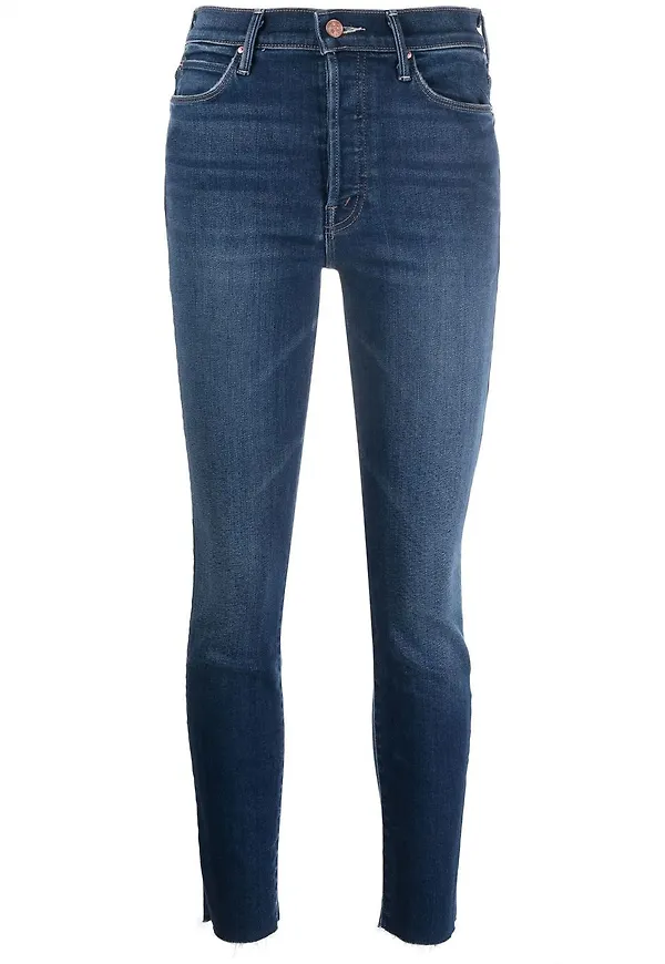 MOTHER croppade skinny-jeans - Blå