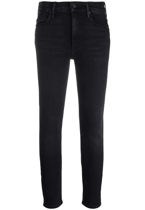 MOTHER croppade skinny-jeans med hög midja - Blå