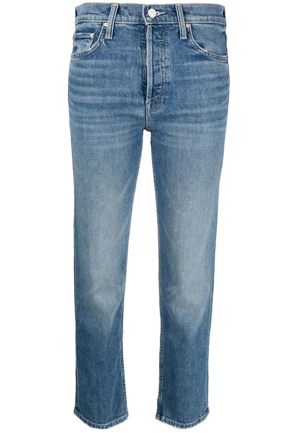 MOTHER croppade stentvättade jeans - Blå