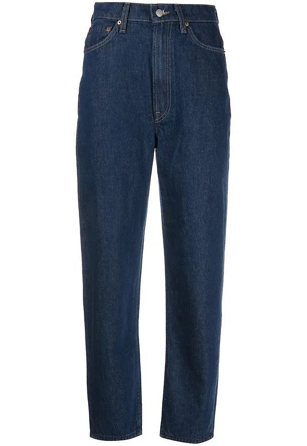 MOTHER croppade straight-jeans - Blå