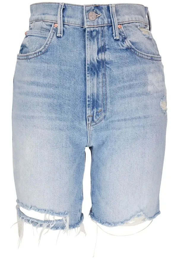 MOTHER jeansshorts med slitning - Blå