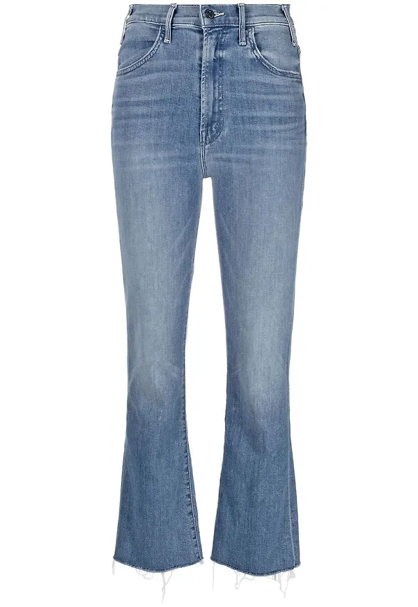 MOTHER Not Guilty croppade bootcut-jeans - Blå