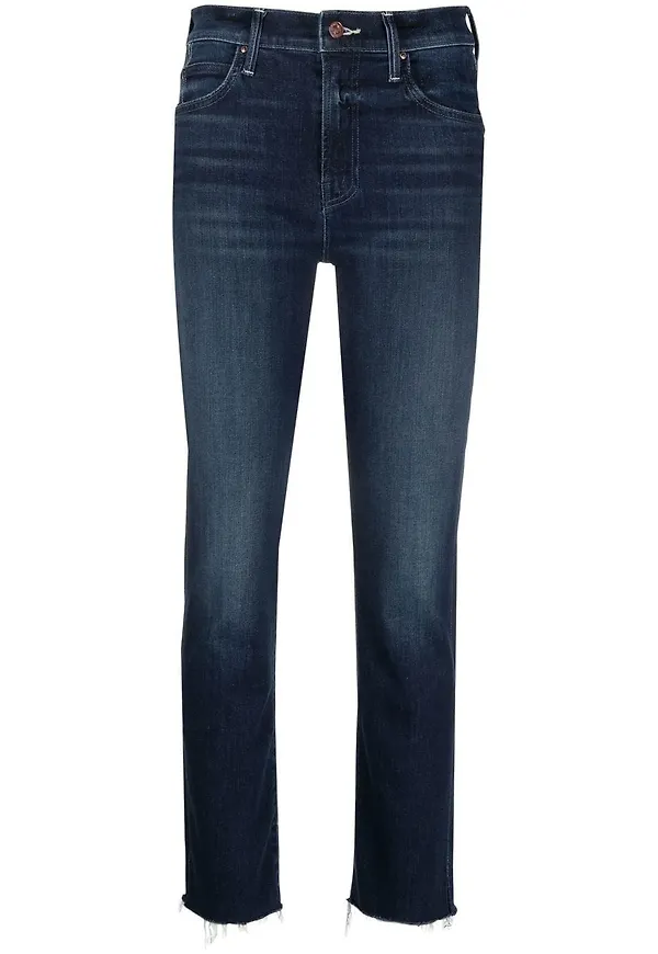 MOTHER skinny-jeans med osydd fåll - Blå