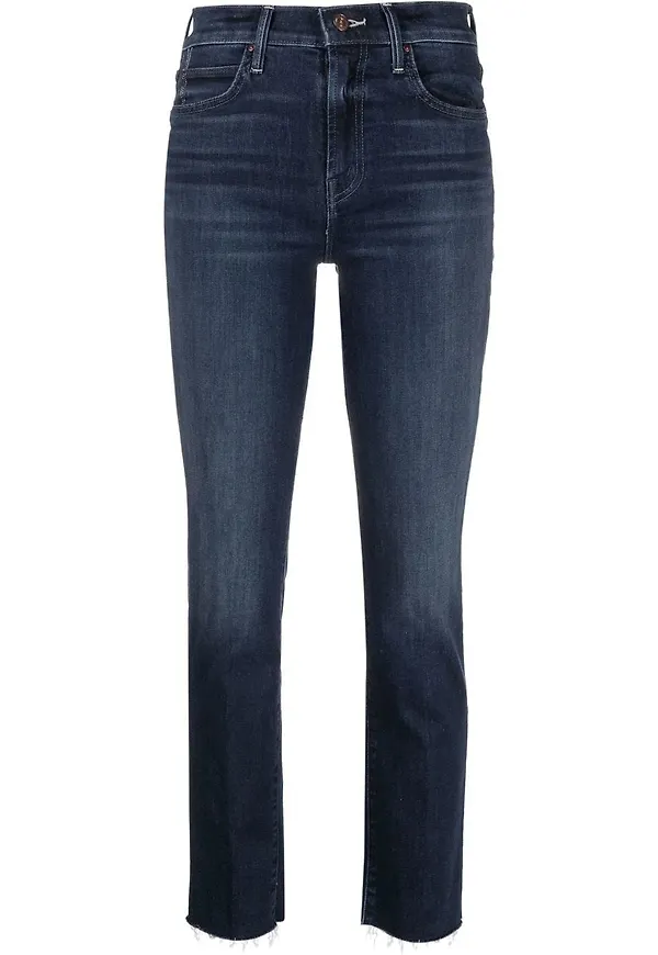 MOTHER skinny-jeans med osydd fåll - Blå